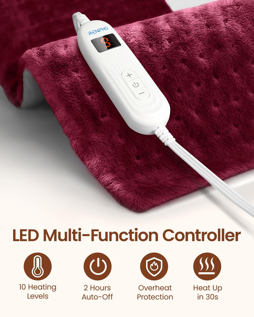 RENPHO XL controller showing heat settings
