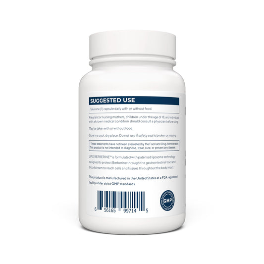 Berberine capsules close-up by Renue By Science showing 250 mg serving.