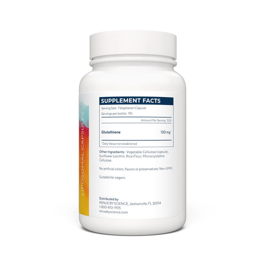 Renue By Science glutathione bottle with premium packaging and high-potency formula.