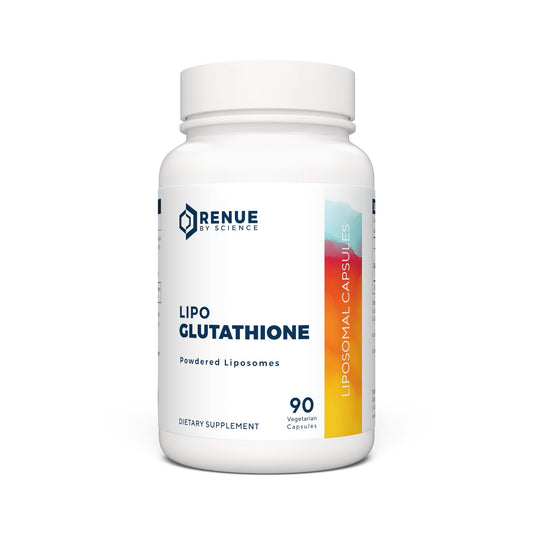 Renue By Science Glutathione liposomal capsules for enhanced antioxidant support.