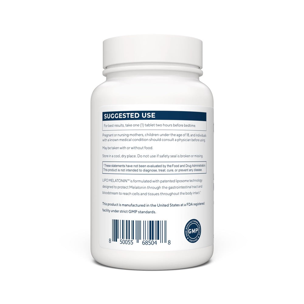 Renue By Science Melatonin bottle front view, branding and packaging.