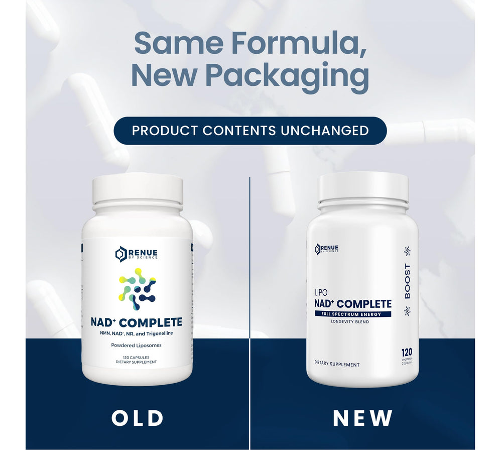 Renue By Science NAD+ Complete packaging highlighting quality and USA-made manufacturing