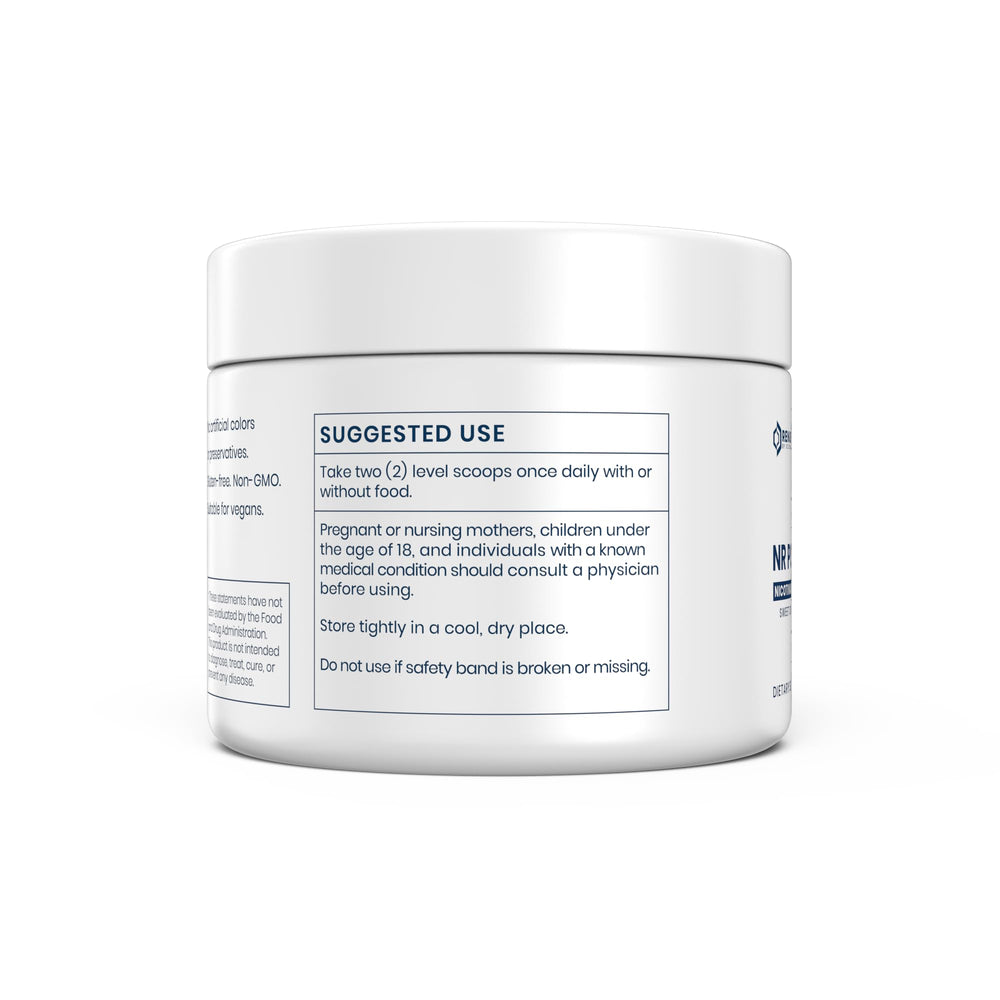 Renue By Science NR powder scoop enables precise dosing for consistent use.