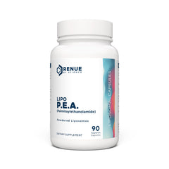 Renue By Science P.E.A liposomal bottle showing premium packaging for easy daily use.