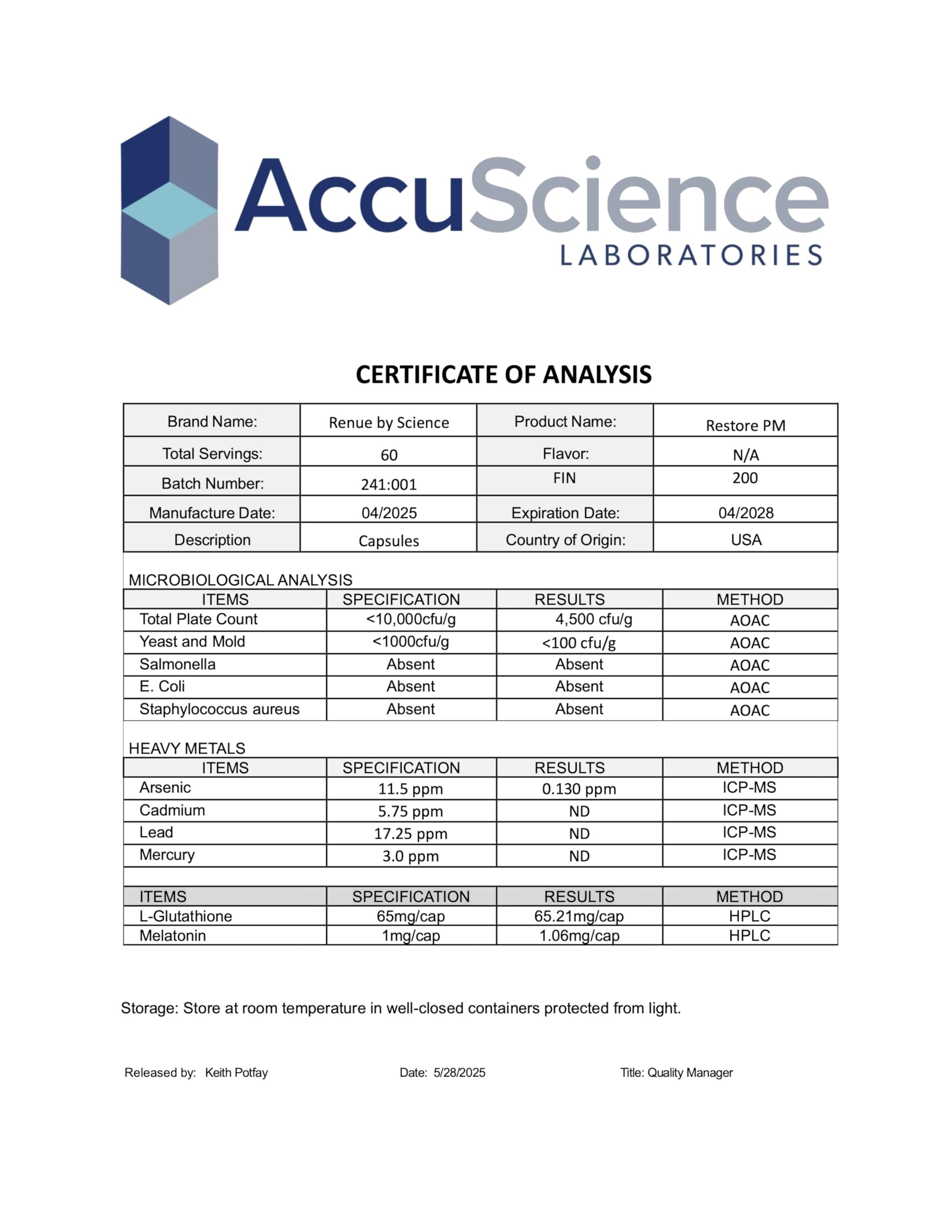 Renue By Science Restore PM manufacturing facility signifying rigorous quality testing.