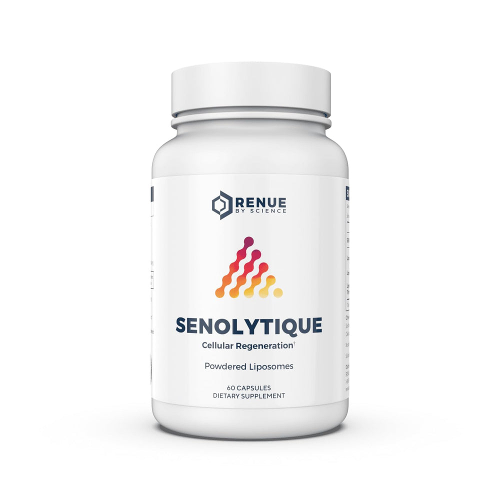 Renue By Science Senolytique bottle front with sleek label for daily wellness support