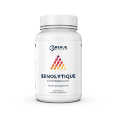 Renue By Science Senolytique bottle front with sleek label for daily wellness support