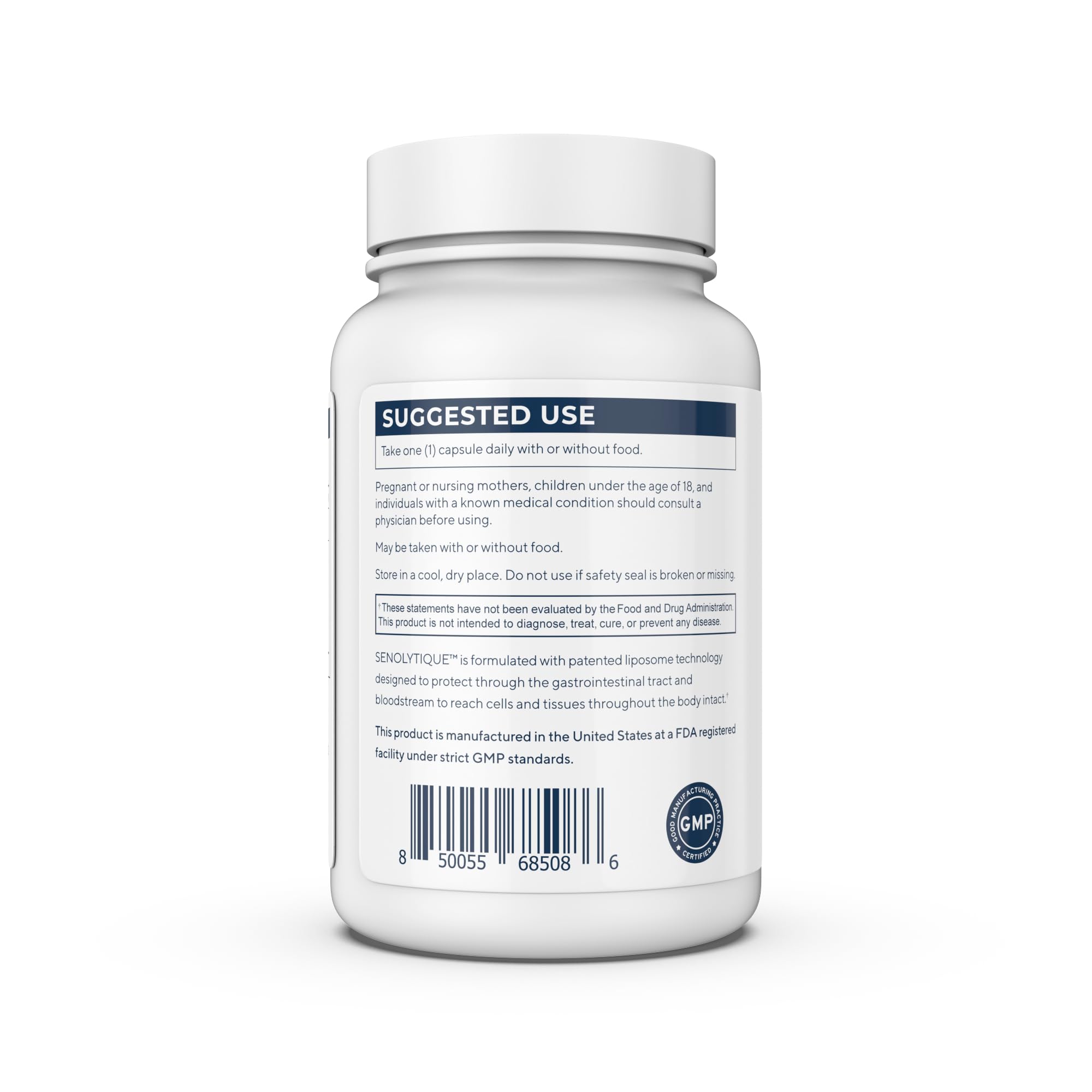 Renue By Science Senolytique capsules closeup highlighting easy daily supplementation