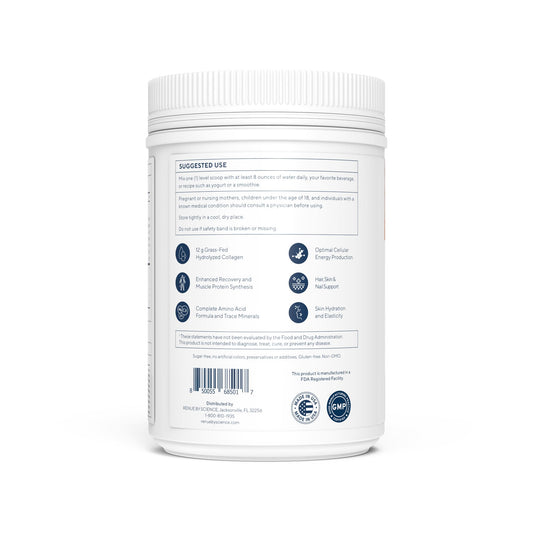 Powder scoop highlights convenient serving size for consistent collagen and BCAA intake.
