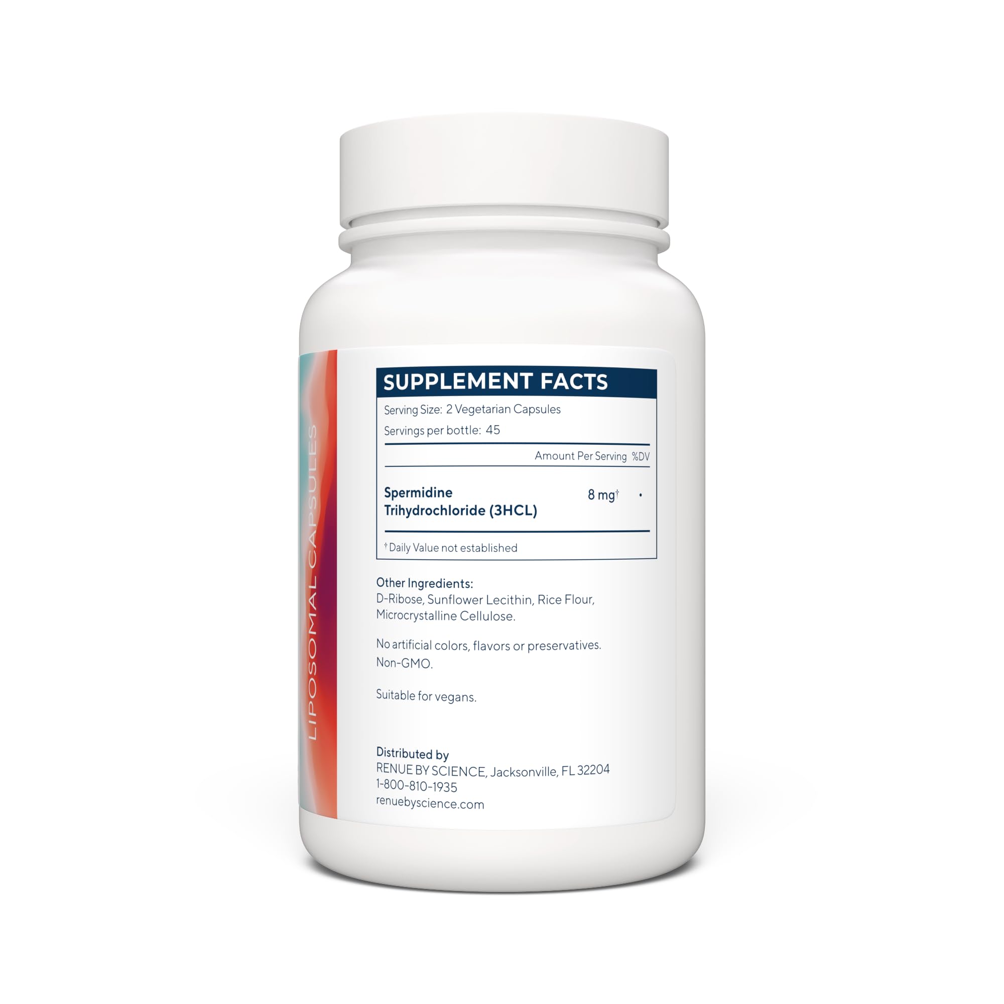 Renue By Science spermidine capsules close-up for easy daily supplementation.