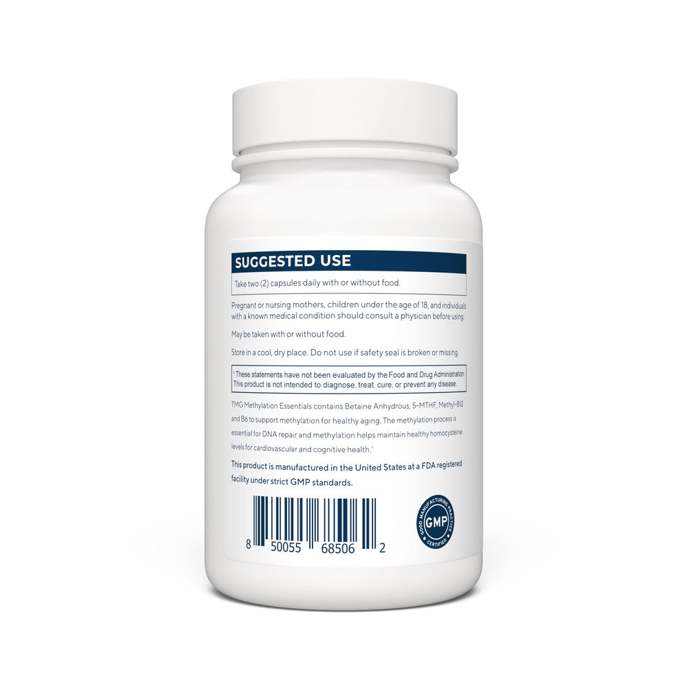 Renue By Science TMG packaging illustrating essential micronutrients and allergen-free formula.
