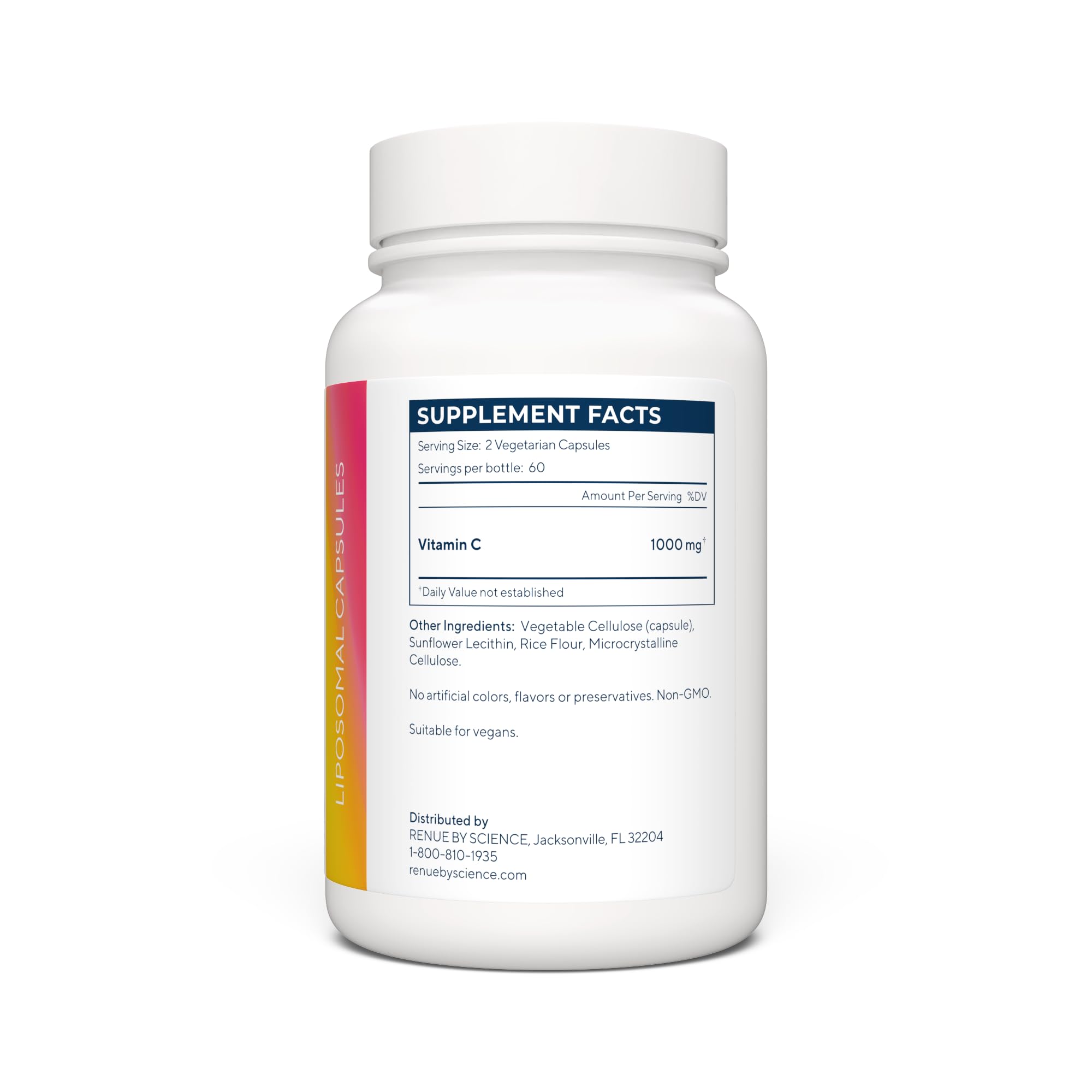 Renue By Science Vitamin C liposomal capsules close-up highlighting easy-to-use form.