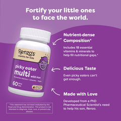 Renzo's iron zinc calcium blend supports growing bones
