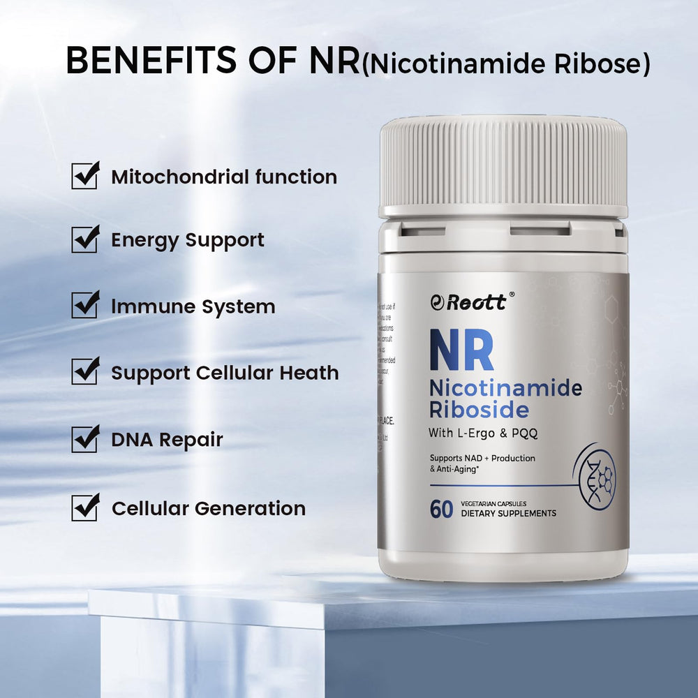 REOTT NR label close-up highlighting NAD+ boosting potential