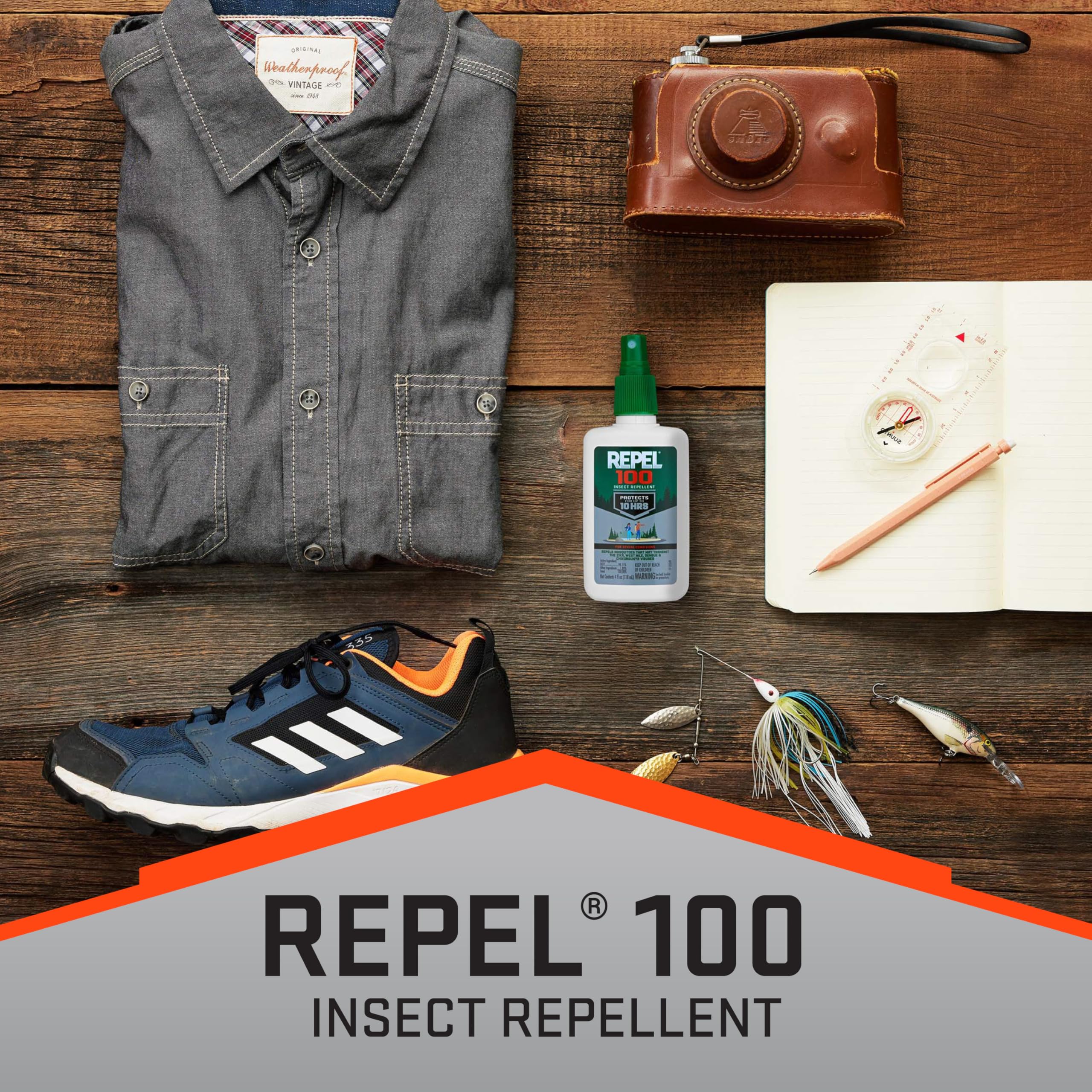 Repel 100 six-pack packaging for family outdoor use.