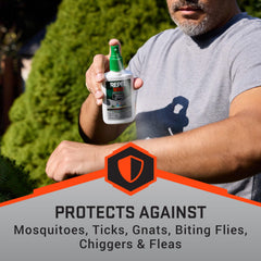 Applying Repel 100 during a hiking trip to stay bite-free.