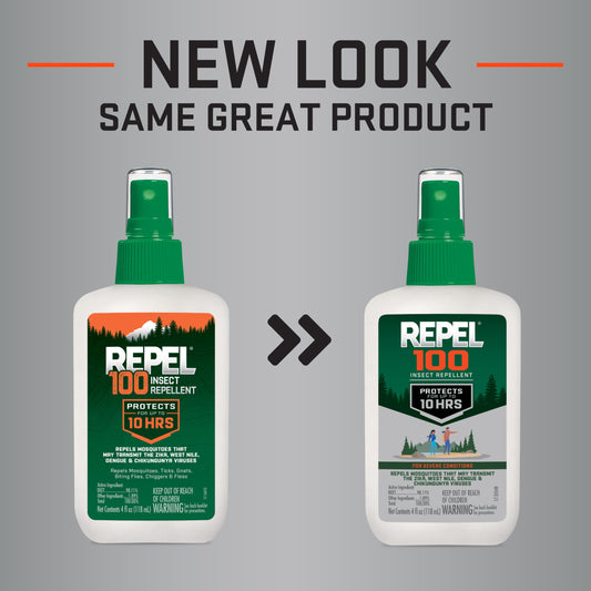 Repel 100 pump spray ready for quick reapplication outdoors.