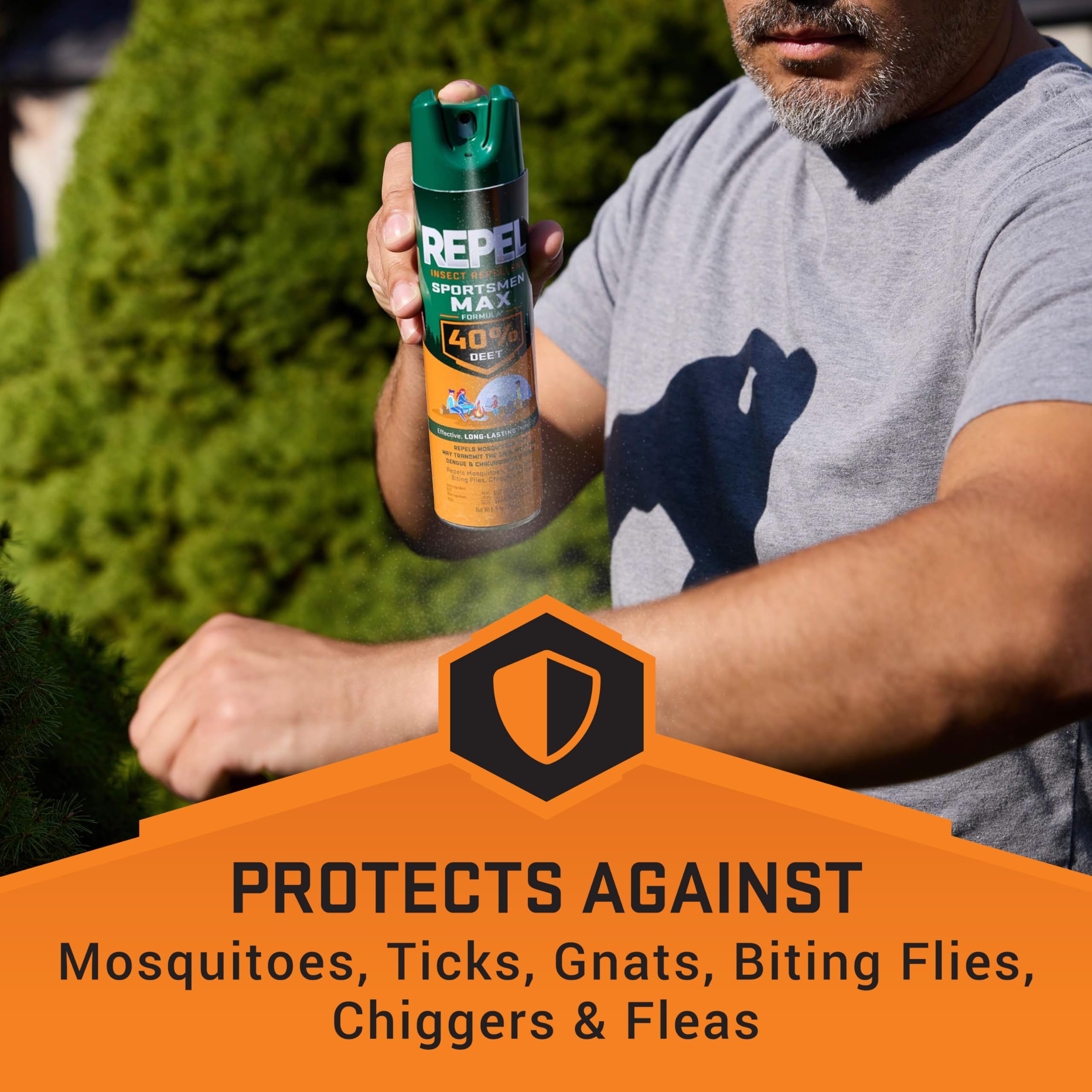 Aerosol can stored with gear for quick field spray.