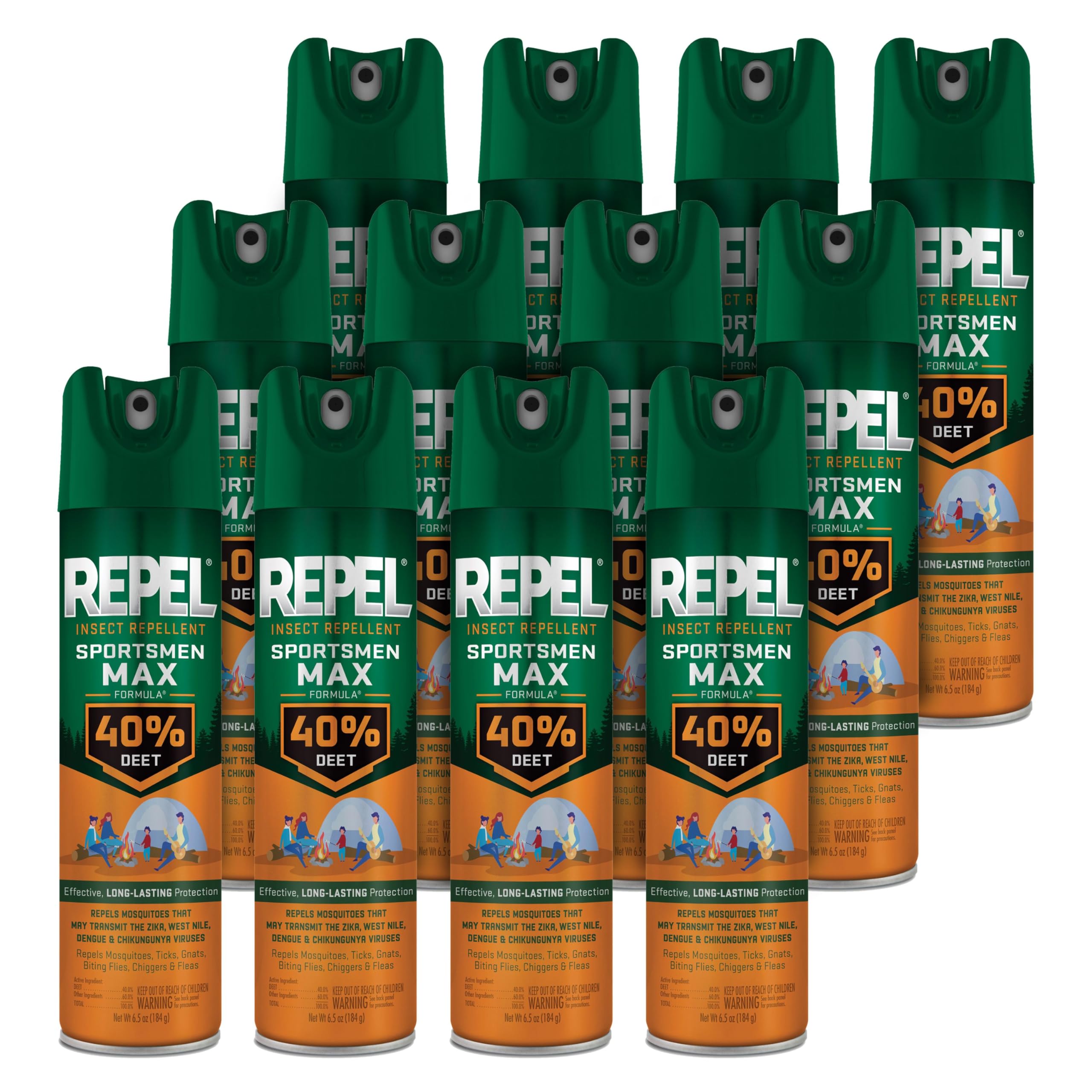 Repel Sportsmen Max aerosol packaging protects outdoors against mosquitoes and ticks.