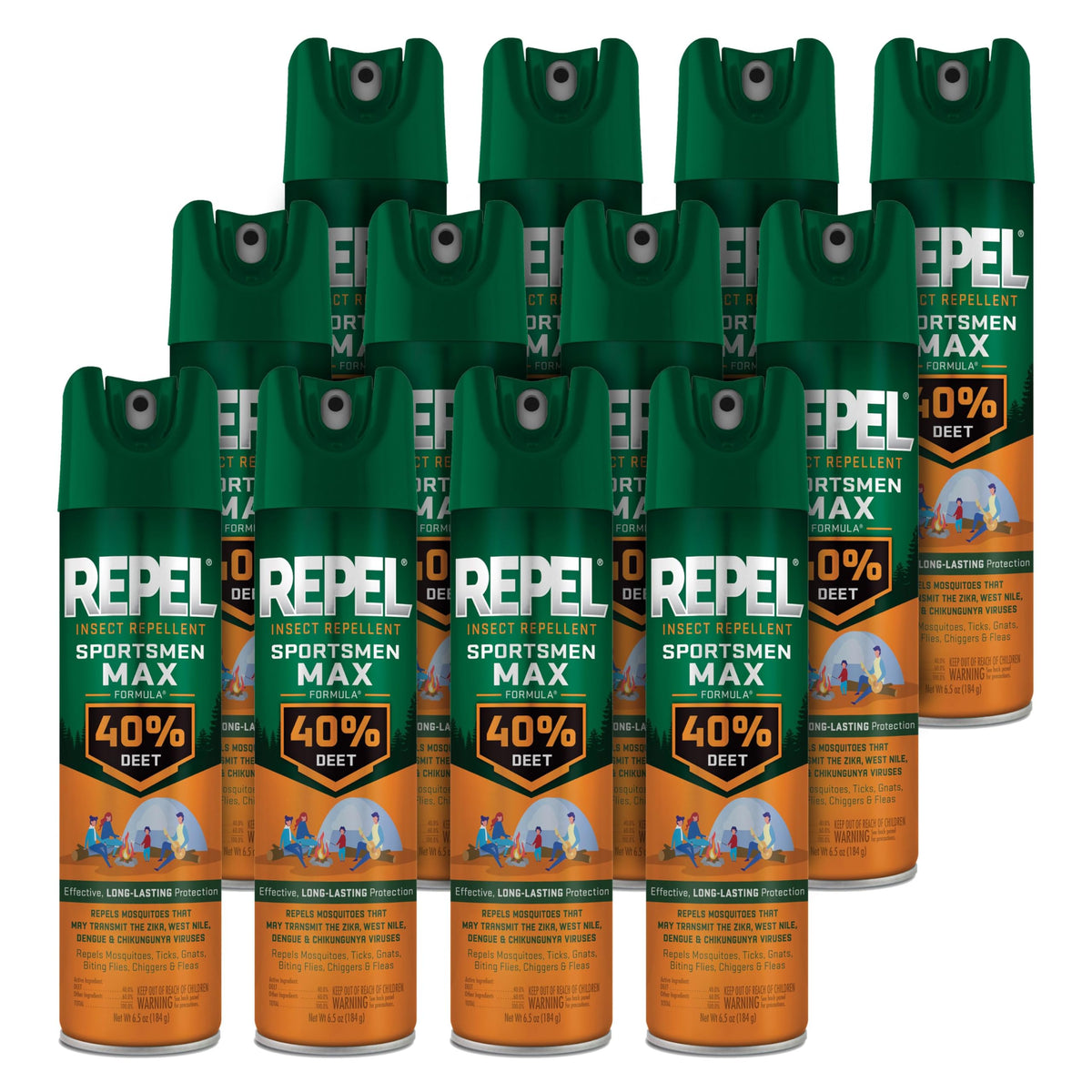 Repel Sportsmen Max aerosol packaging protects outdoors against mosquitoes and ticks.