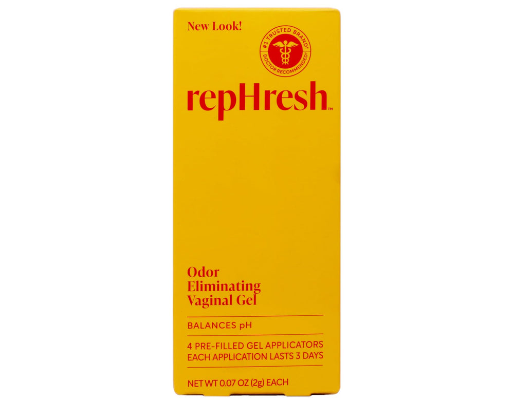 RepHresh Vaginal Gel bottle angled shot showing compact, travel-friendly design.
