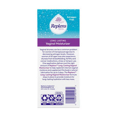 Front packaging of Replens 35 g, estrogen-free and fragrance-free.