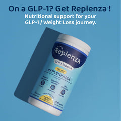 Label highlights GLP-1 journey compatibility with Replenza powder.