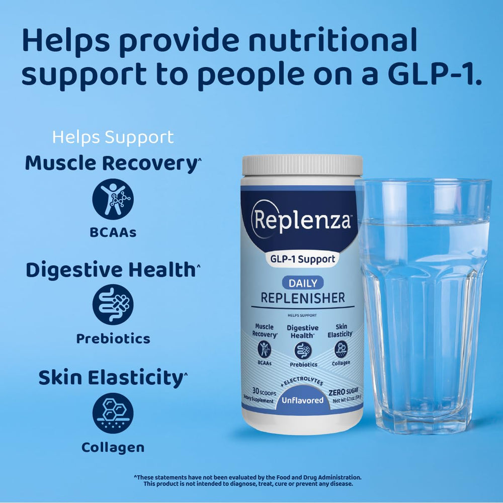 Prebiotics in Replenza supporting digestive wellness.