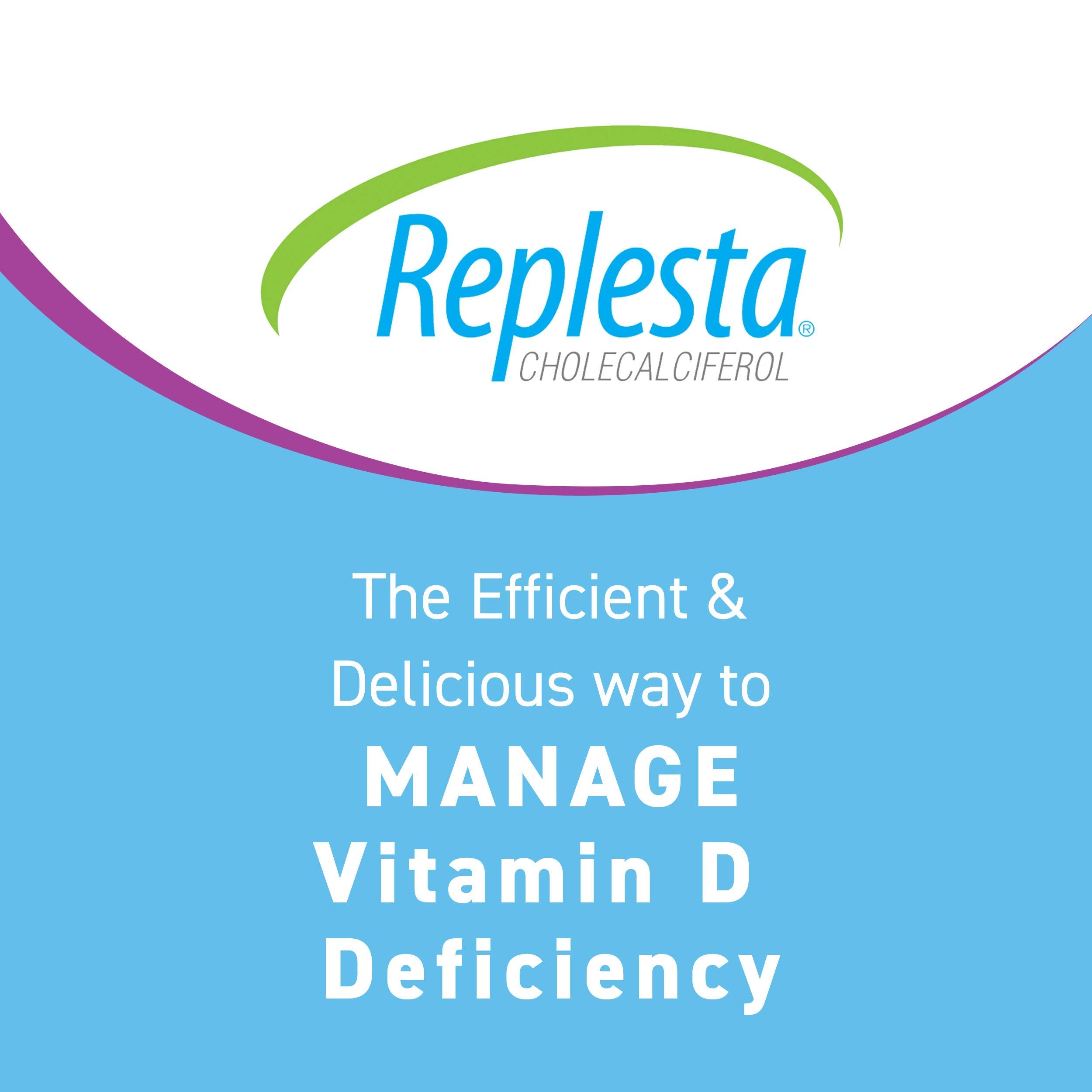 Replesta NX weekly D3 chewable tablet close-up highlighting natural orange flavor.