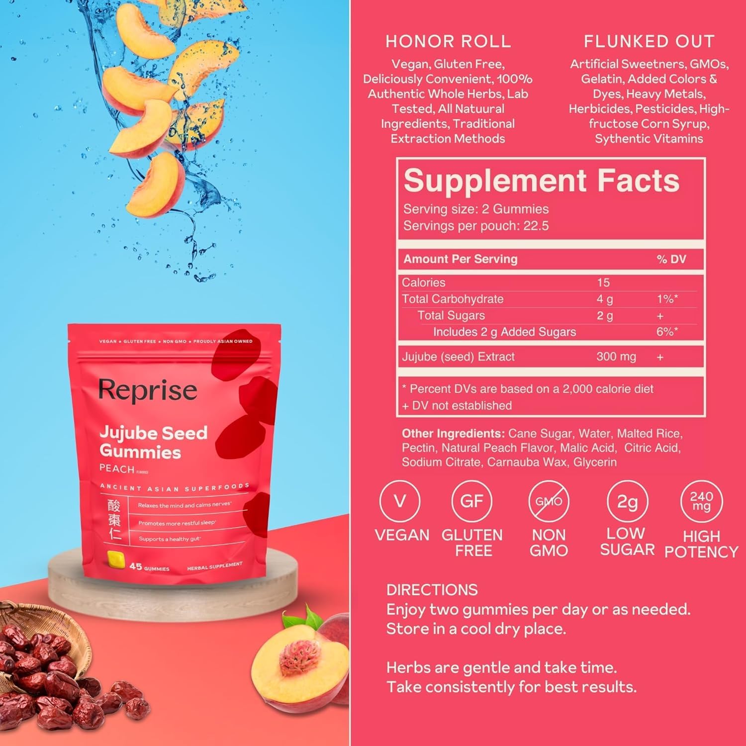 Reprise Jujube Seeds Gummies gummy texture close-up for calming moments