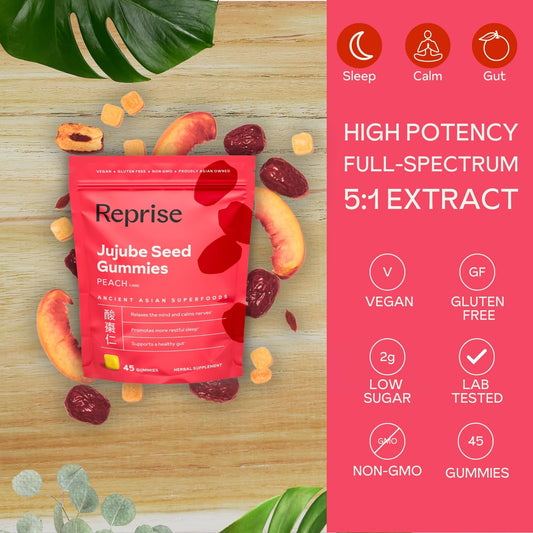 Close-up of Reprise Jujube Seeds Gummies peach flavor