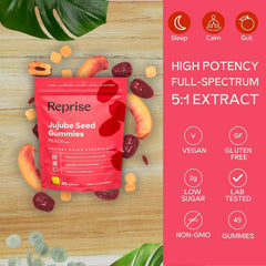 Reprise Jujube Seeds Gummies peach flavor close-up for a pleasant evening routine