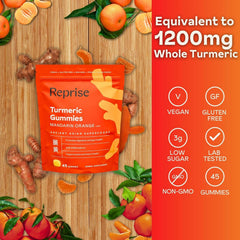 Reprise turmeric gummies Mandarin Orange flavor fruit slice close-up