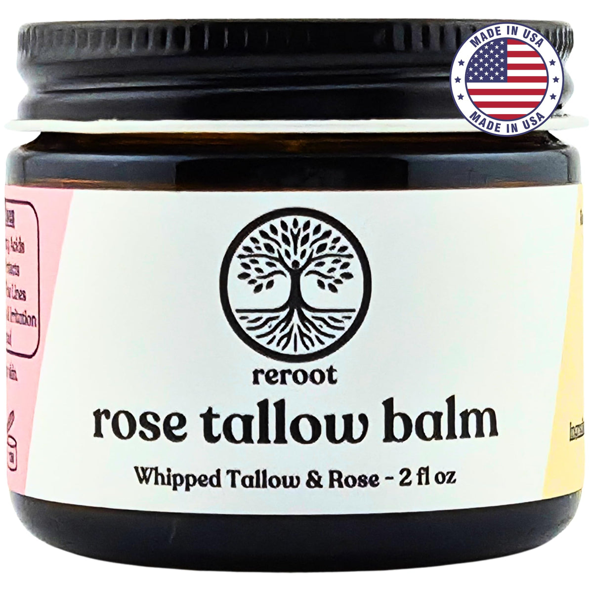 Reroot Organics Rose Tallow Balm jar close-up for nourishing hydration