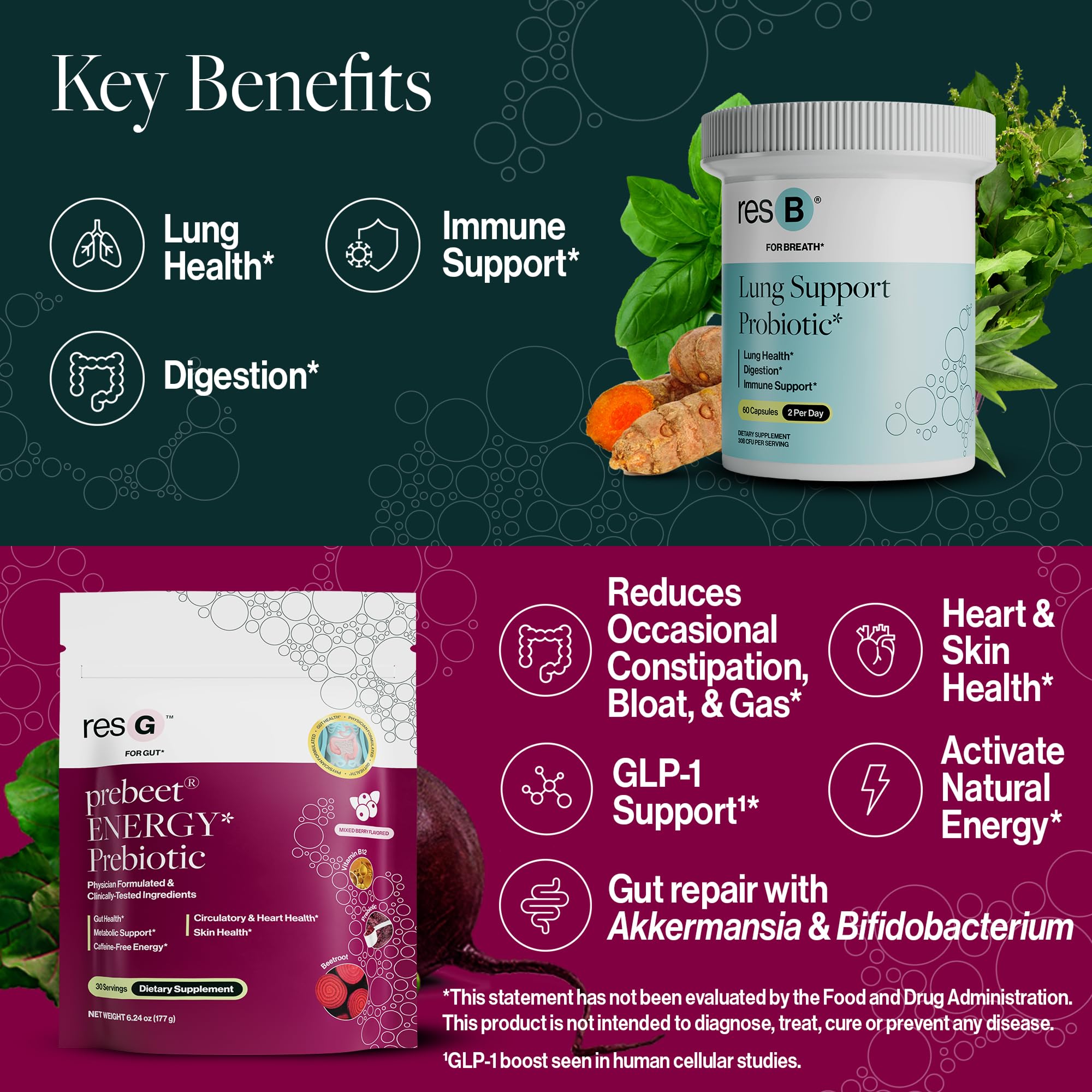 ResBiotic prebeet scoop beside jar for daily prebiotic intake