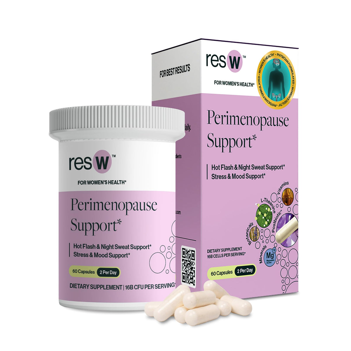 ResBiotic resW perimenopause bottle front for daily support