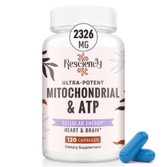 Resciency 2326mg mitochondrial supplement bottle powering energy support.