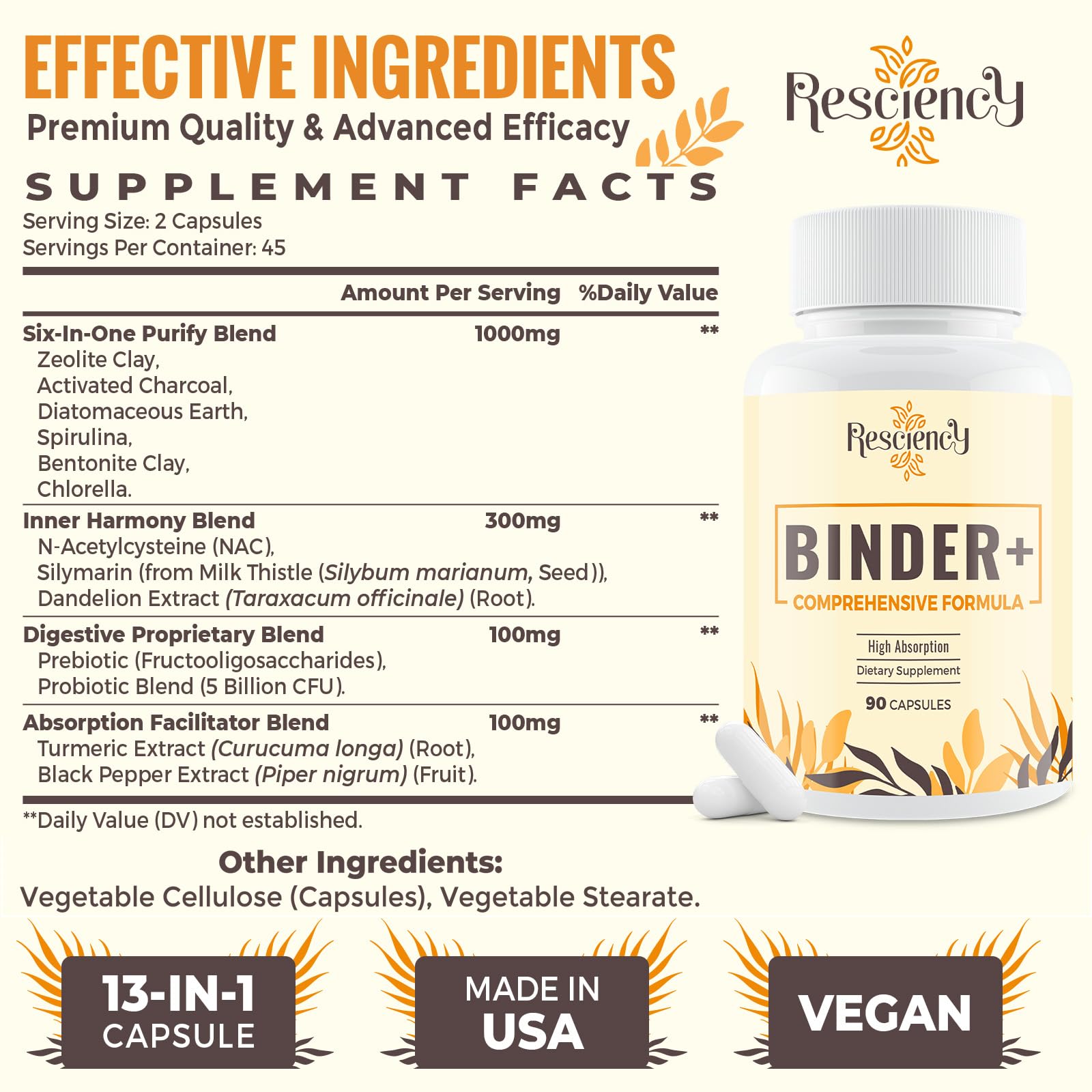 Resciency Detox Binder bentonite clay powder close-up suggests gentle support for everyday gut balance.