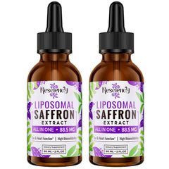 Resciency Liposomal Saffron Drops bottle for easy daily dosing and mood support.