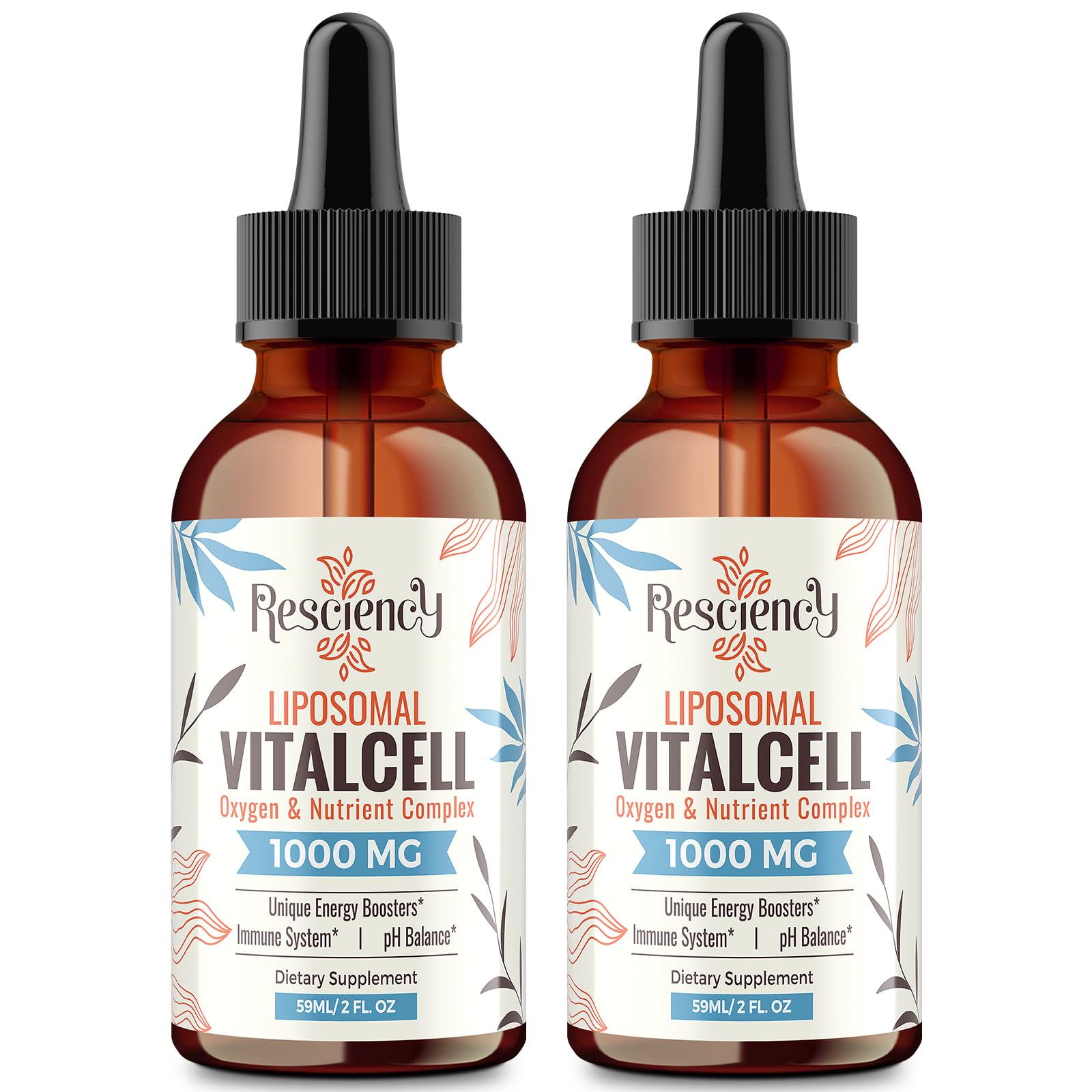 Resciency liquid oxygen drops bottle ready for daily wellness routine.
