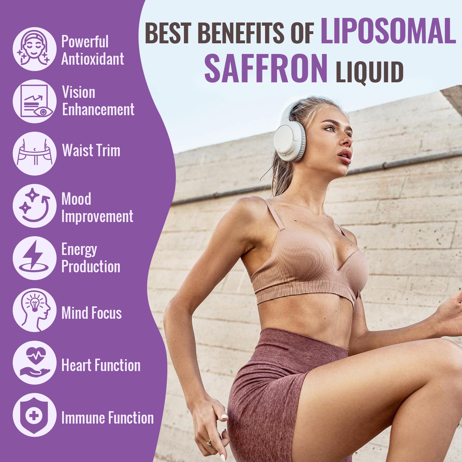 Resciency Liposomal Saffron Drops serving illustration demonstrates daily use.