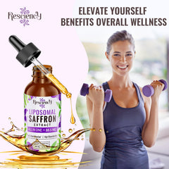 Resciency Liposomal Saffron Drops lifestyle image suggesting everyday wellness routine.