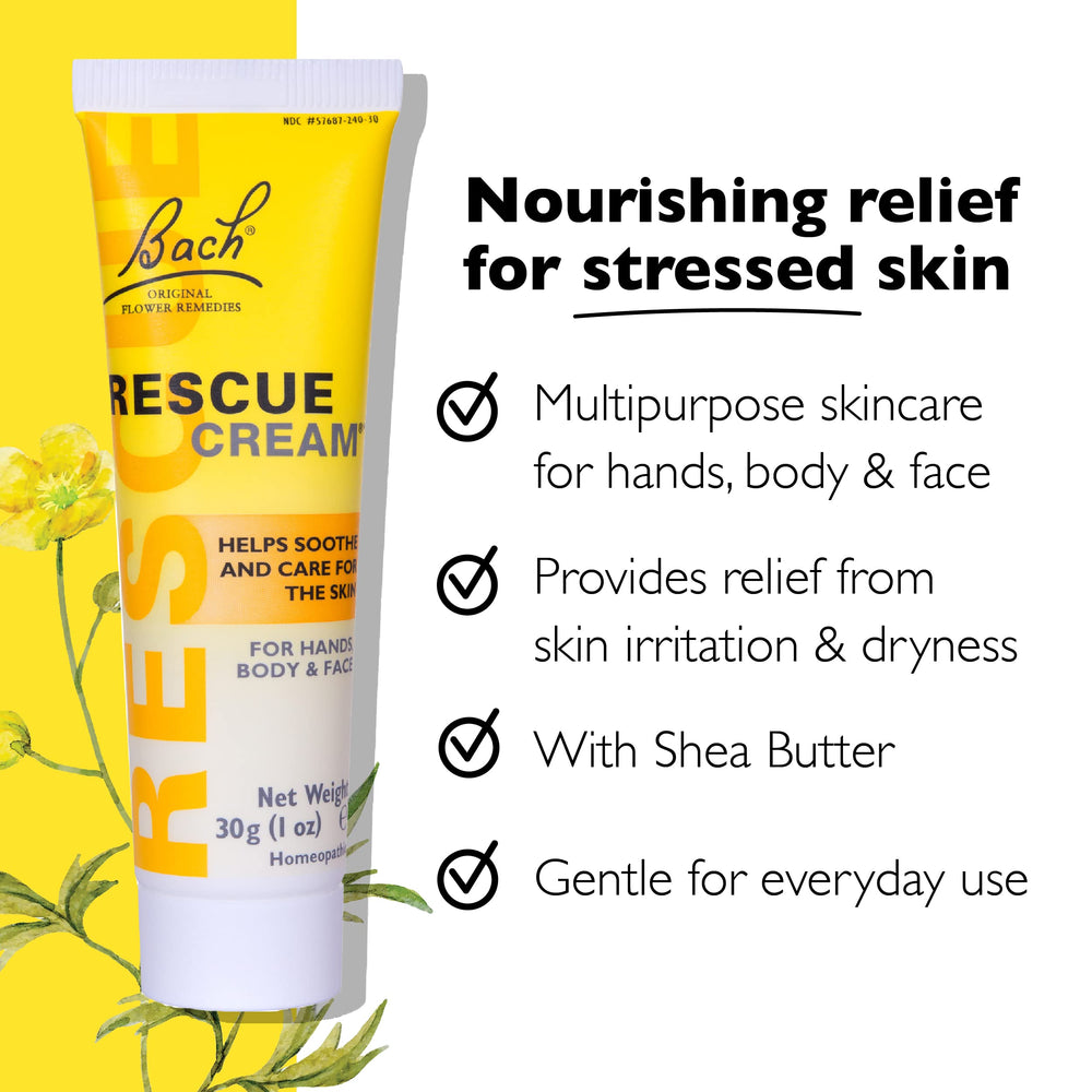 RESCUE Bach Rescue Cream 3-pack back view; fragrance-free and parabens-free