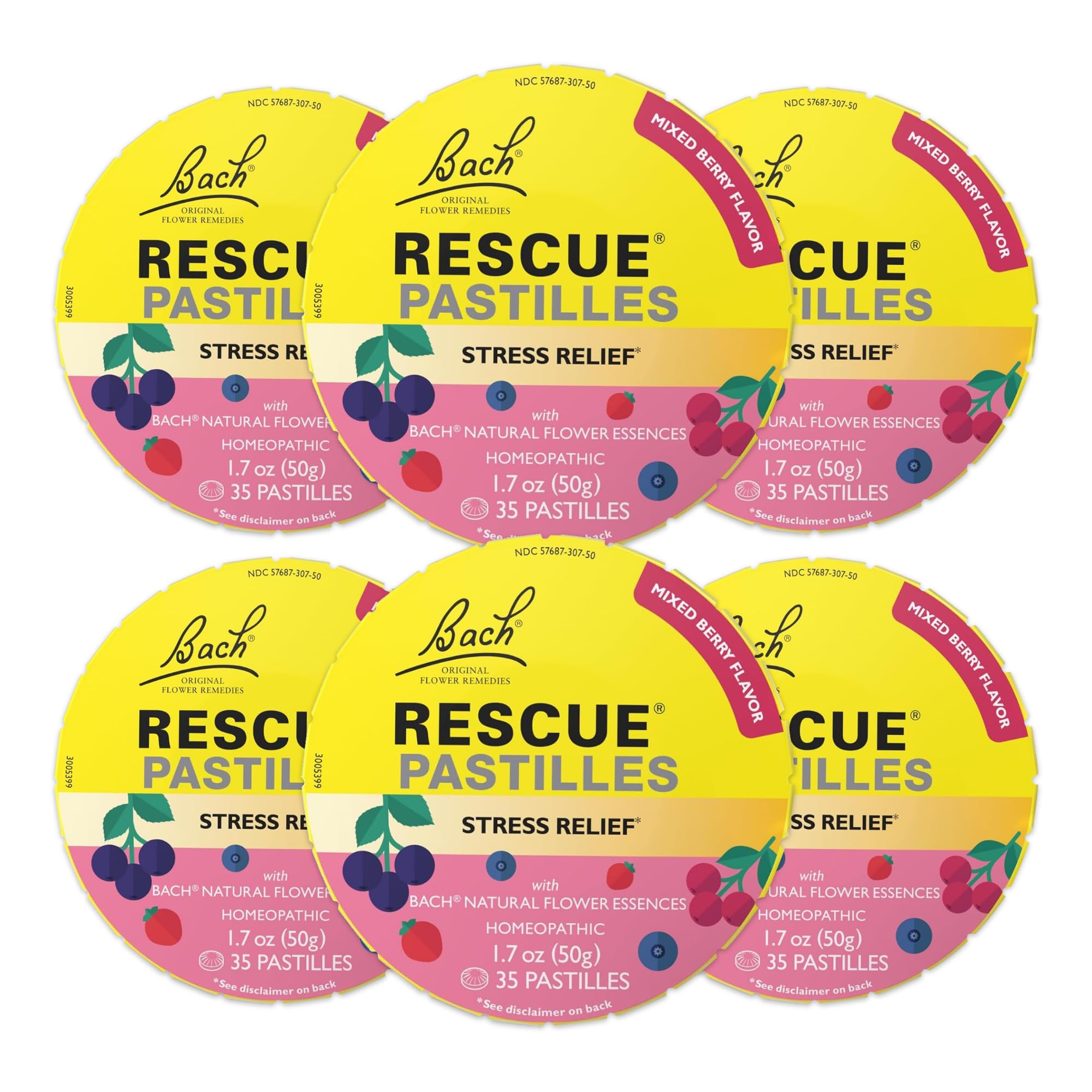 RESCUE Bach Pastilles mixed berry tin for on-the-go calm.