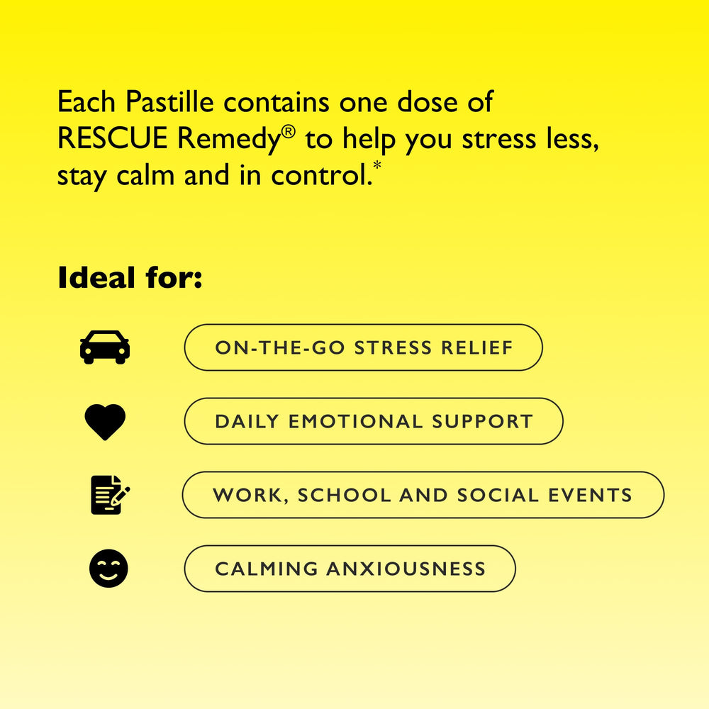 RESCUE Bach Pastilles wrapper showcases natural mixed berry flavor.