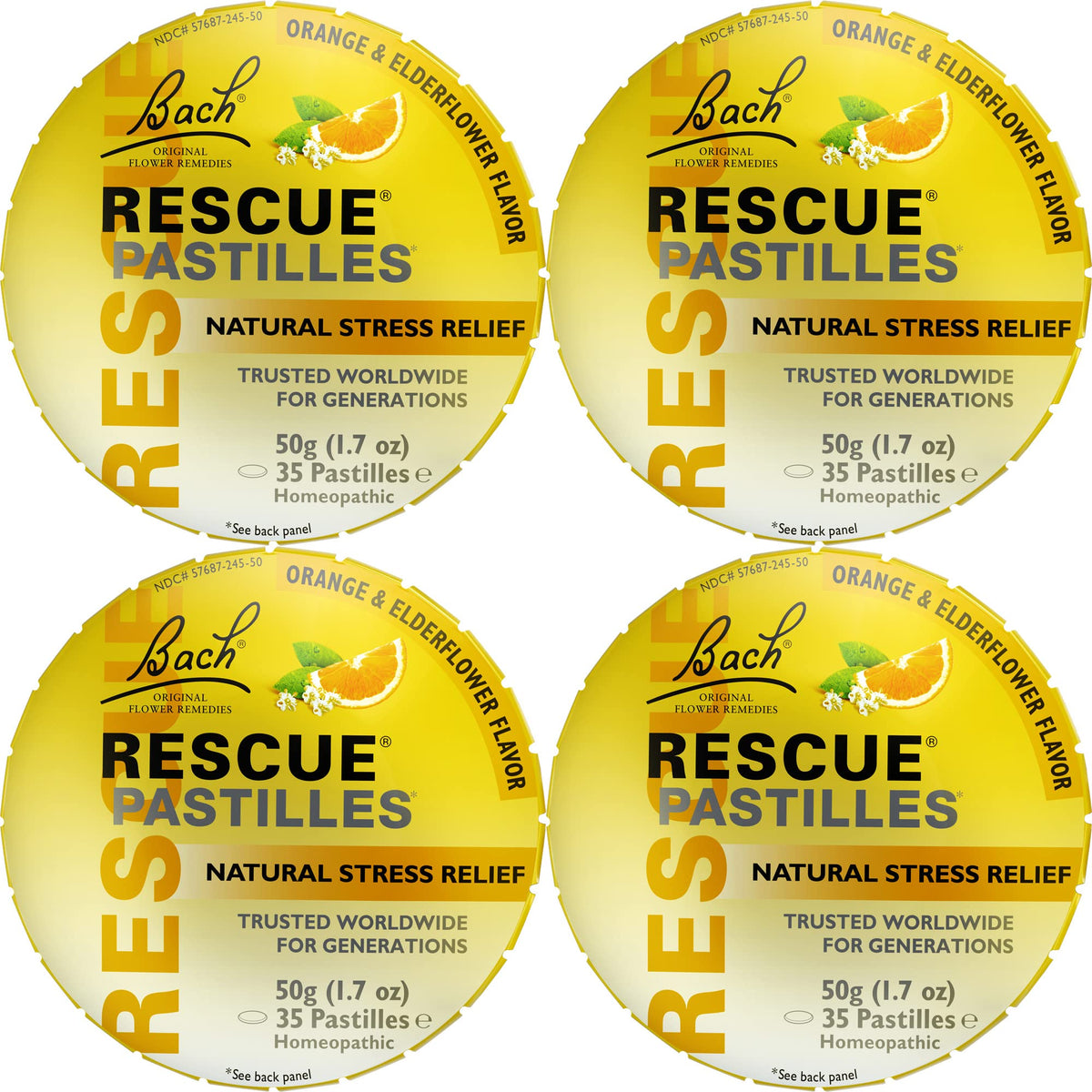 RESCUE Bach Pastilles orange-elderflower pack for quick on-the-go calm