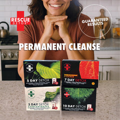 Rescue Detox packaging-box image conveys a complete detox kit.