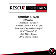 Rescue Essentials Stop the Bleed Dual Kit with high visibility BLEEDING CONTROL labeling