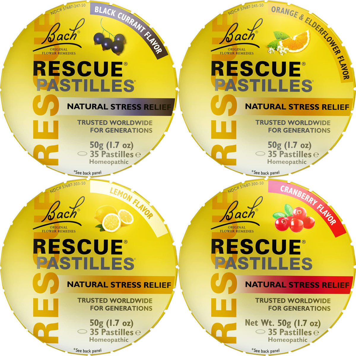 RESCUE Bach Pastilles variety pack with orange-elderflower flavor for on-the-go calm.