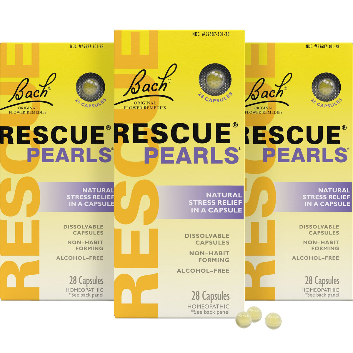 RESCUE Pearls orange-vanilla flavor melt on the tongue for quick stress relief.